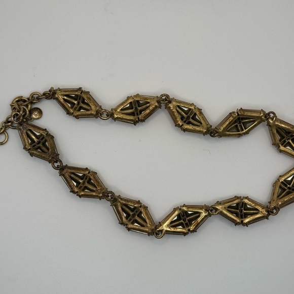 Vintage J. Crew Crystal Necklace Blush Champagne Gold Tone Choker Necklace - Picture 4 of 5